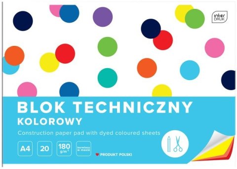 Blok techniczny kolorowy A4 20k. 180g INTERDRUK Blok techniczny kolorowy A4 20k. 180g INTERDRUK