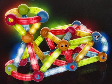 Świecące Klocki Magnetyczne Edukacyjne Zestaw 76 Elementów Świecące Klocki Magnetyczne Edukacyjne Zestaw 76 Elementów