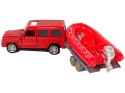Zestaw Pojazdów Straż Pożarna Naciąg Motorówka Jeep Czerwony