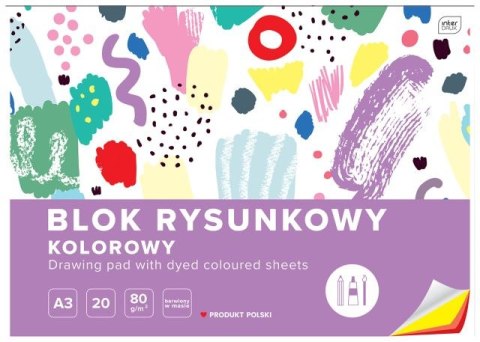 Blok rysunkowy kolorowy A3 20k. 80g INTERDRUK