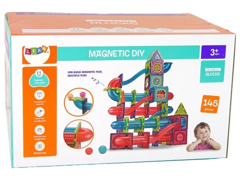 Magnetyczne Klocki Bloczki 145 Elementów 3D Zjeżdżalnia Dla Piłek Magnetyczne Klocki Bloczki 145 Elementów 3D Zjeżdżalnia Dla Piłek