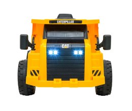 Wywrotka Caterpillar na akumulator dla dzieci Żółty + Ruchomy kiper + Łopatka + Megafon + Audio LED + Ekoskóra