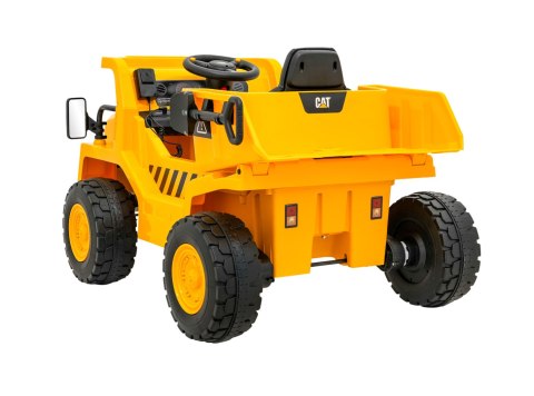 Wywrotka Caterpillar na akumulator dla dzieci Żółty + Ruchomy kiper + Łopatka + Megafon + Audio LED + Ekoskóra Wywrotka Caterpillar na akumulator dla dzieci Żółty + Ruchomy kiper + Łopatka + Megafon + Audio LED + Ekoskóra