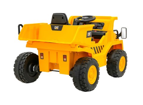 Wywrotka Caterpillar na akumulator dla dzieci Żółty + Ruchomy kiper + Łopatka + Megafon + Audio LED + Ekoskóra Wywrotka Caterpillar na akumulator dla dzieci Żółty + Ruchomy kiper + Łopatka + Megafon + Audio LED + Ekoskóra