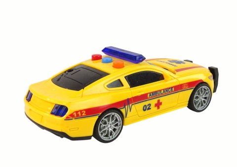 Sportowe Auto Ambulans Światła Dźwięk Żółty Napęd Sportowe Auto Ambulans Światła Dźwięk Żółty Napęd