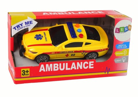 Sportowe Auto Ambulans Światła Dźwięk Żółty Napęd Sportowe Auto Ambulans Światła Dźwięk Żółty Napęd