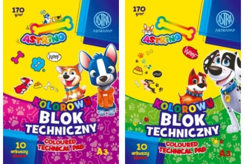 Blok techniczny kolorowy A3 10k. 170g ASTRAPAP Astrino Blok techniczny kolorowy A3 10k. 170g ASTRAPAP Astrino