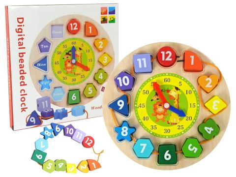 Drewniany Edukacyjny Zegar Sorter Nauka Cyfry Kształty Kolory Drewniany Edukacyjny Zegar Sorter Nauka Cyfry Kształty Kolory