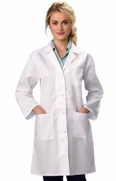 Biały fartuch laboratoryjny damski Rozmiar L 100% bawełna Biały fartuch laboratoryjny damski Rozmiar L 100% bawełna