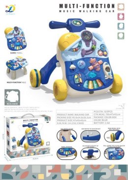 Interaktywny Chodzik 3w1 dla dzieci 18m+ Stolik edukacyjny + Panel sensoryczny + 9 mini zabaw
