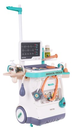 Interaktywny Zestaw Lekarza z Wózkiem lekarskim dla dzieci 3+ EKG RTG + Termometr + Stetoskop + Akcesoria 26 el.