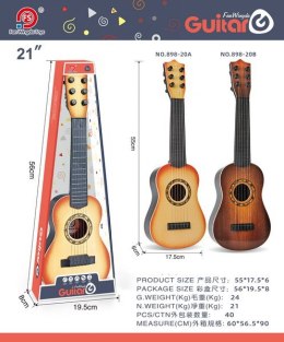 Gitara Klasyczna dla dzieci 3+ Jasny Brąz Zabawkowy Instrument + 6 Metalowych Strun