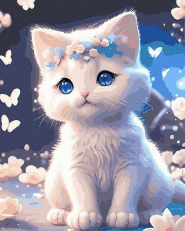 Malowanie po numerach Kot o niebieskich oczach 40x50 Płótno + Farby + Pędzle
