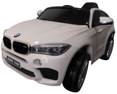 BMW X6M Biały Miękkie koła Eva, miękki fotelik Licencja BMW X6M Biały Miękkie koła Eva, miękki fotelik Licencja