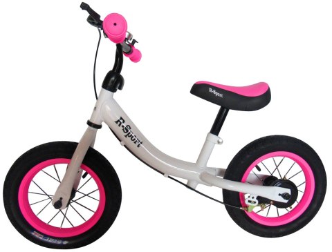 Rowerek biegowy R3 różowo-biały R-Sport 12'' hamulec, dzwonek Rowerek biegowy R3 różowo-biały R-Sport 12'' hamulec, dzwonek