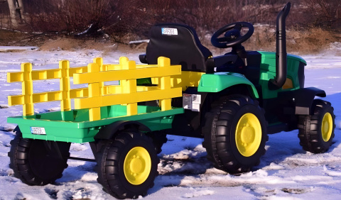 MEGA TRAKTOR NA AKUMULATOR Z PRZYCZEPĄ. MIĘKKIE SIEDZENIE, PILOT, /HL3388