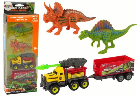 Dinozaury Zestaw Samochód Rakieta Z Naczepą Żółty Dinozaury Zestaw Samochód Rakieta Z Naczepą Żółty