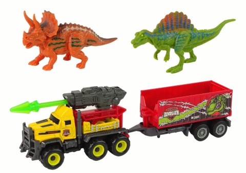 Dinozaury Zestaw Samochód Rakieta Z Naczepą Żółty Dinozaury Zestaw Samochód Rakieta Z Naczepą Żółty