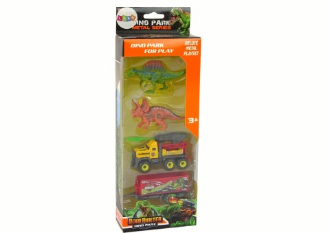 Dinozaury Zestaw Samochód Rakieta Z Naczepą Żółty Dinozaury Zestaw Samochód Rakieta Z Naczepą Żółty