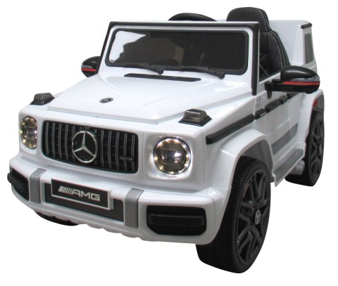Mercedes G63 Biały Piankowe koła Eva, miękki fotelik Licencja Mercedes G63 Biały Piankowe koła Eva, miękki fotelik Licencja