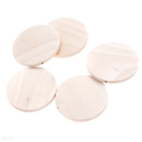 DREWNIANE KORALIKI, MONETKI 50 MM, 5 SZT. DREWNIANE KORALIKI, MONETKI 50 MM, 5 SZT.