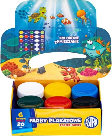 Farby plakatowe Astra 6 kol x 20 ml STANDARD BOX Farby plakatowe Astra 6 kol x 20 ml STANDARD BOX