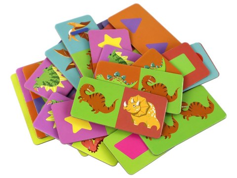 Gra Logiczna Puzzle Dwustronne Domino Dinozaury 10cm x 5cm 28 El. Gra Logiczna Puzzle Dwustronne Domino Dinozaury 10cm x 5cm 28 El.
