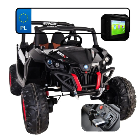 Buggy SuperStar dla dzieci Czarny + MP4 + Napęd 4x4 + Pilot + Bagażnik + LED + Blokada drzwi