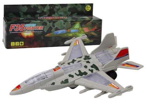Myśliwiec Militarny F35 Jeżdżący Światła Dźwięki Szary Myśliwiec Militarny F35 Jeżdżący Światła Dźwięki Szary