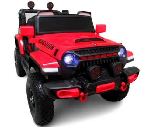 Duży Jeep X7 4x4 czerwony, Miękki Fotelik napęd na 4 koła Bujak Pompowane koła z łożyskami Duży Jeep X7 4x4 czerwony, Miękki Fotelik napęd na 4 koła Bujak Pompowane koła z łożyskami