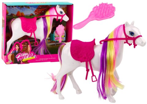 Figurka Konia Biały Koń Do Czesania Siodło Stajnia Farma Cute Horse Figurka Konia Biały Koń Do Czesania Siodło Stajnia Farma Cute Horse