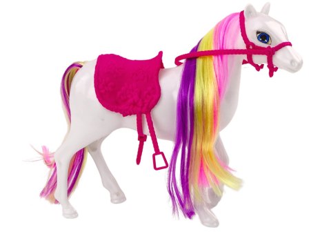 Figurka Konia Biały Koń Do Czesania Siodło Stajnia Farma Cute Horse Figurka Konia Biały Koń Do Czesania Siodło Stajnia Farma Cute Horse