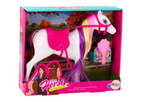 Figurka Konia Biały Koń Do Czesania Siodło Stajnia Farma Cute Horse Figurka Konia Biały Koń Do Czesania Siodło Stajnia Farma Cute Horse