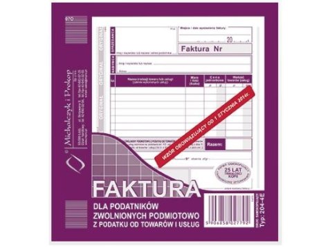Druk-faktura dla zwolnionych podmiotowo z podatku Druk-faktura dla zwolnionych podmiotowo z podatku
