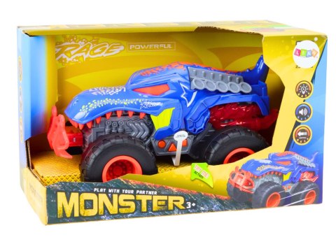 Auto Terenowe Dinozaur Velociraptor Światła Dźwięki Napęd Niebieski Auto Terenowe Dinozaur Velociraptor Światła Dźwięki Napęd Niebieski
