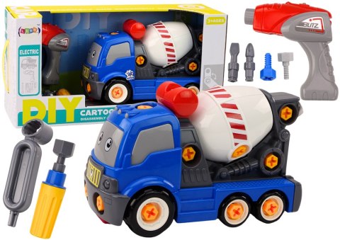 Ciężarówka Betoniarka Kreskówkowa Do Skręcania DIY Niebieska Ciężarówka Betoniarka Kreskówkowa Do Skręcania DIY Niebieska