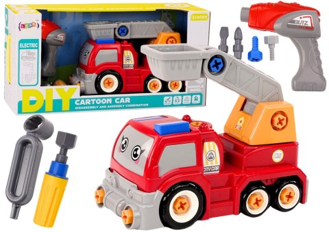 Ciężarówka Z Wysięgnikiem Kreskówkowa Do Rozkręcania DIY Czerwony Ciężarówka Z Wysięgnikiem Kreskówkowa Do Rozkręcania DIY Czerwony