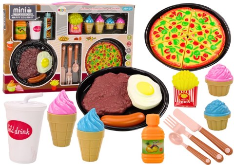 Zestaw Produktów Spożywczych Pizza Frytki Lody Sztućce Zestaw Produktów Spożywczych Pizza Frytki Lody Sztućce