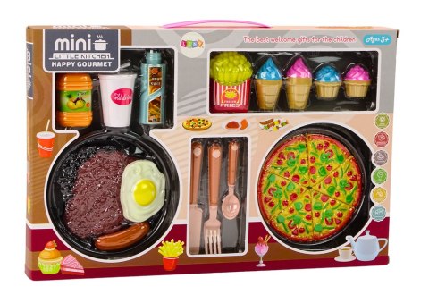 Zestaw Produktów Spożywczych Pizza Frytki Lody Sztućce Zestaw Produktów Spożywczych Pizza Frytki Lody Sztućce