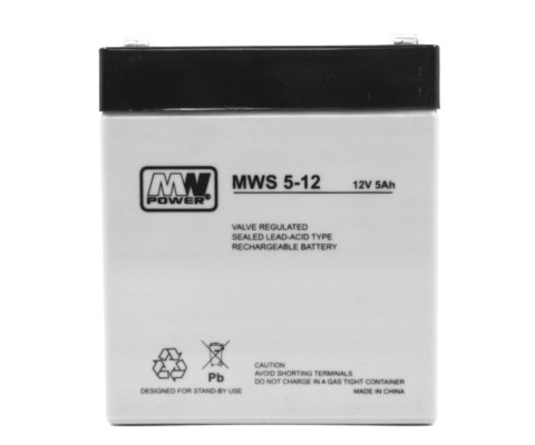 Akumulator AGM 12 V 5 Ah 3-5 lat 90 × 70 × 107 mm 1,40 kg Faston 187 MWS 5-12 Akumulator AGM 12 V 5 Ah 3-5 lat 90 × 70 × 107 mm 1,40 kg Faston 187 MWS 5-12