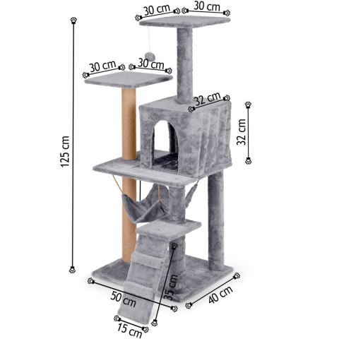Drapak dla kota 125 cm Pethaus PH-007 szary Drapak dla kota 125 cm Pethaus PH-007 szary