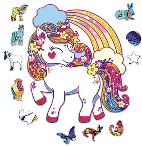 PUZZLE KLOCKI DREWNIANE DLA DOROSŁYCH JEDNOROŻEC PUZZLE KLOCKI DREWNIANE DLA DOROSŁYCH JEDNOROŻEC