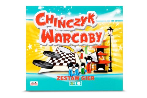 GRA PLANSZOWA 2W1 CHIŃCZYK WARCABY PIONKI KOSTKA