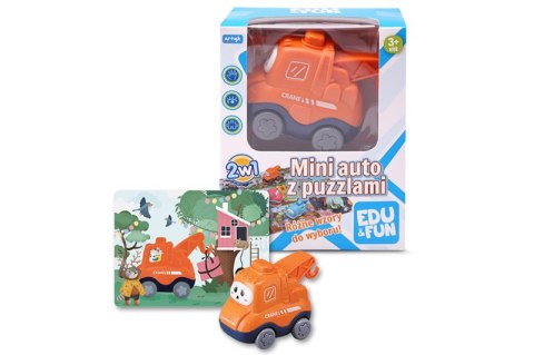 MINI AUTO SAMOCHODZIK POJAZD Z PUZZLAMI DŹWIG