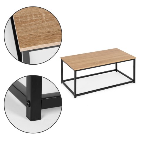Stół kawowy ława duży brązowy blat metalowy stelaż ModernHome Stół kawowy ława duży brązowy blat metalowy stelaż ModernHome