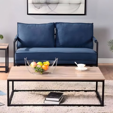 Stół kawowy ława duży brązowy blat metalowy stelaż ModernHome Stół kawowy ława duży brązowy blat metalowy stelaż ModernHome
