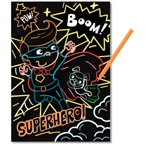 ZDRAPKA ARTYSTYCZNA "SUPERBOHATEROWIE" MALOWANIE METODĄ SCRATCH DLA DZIECI ZDRAPKA ARTYSTYCZNA "SUPERBOHATEROWIE" MALOWANIE METODĄ SCRATCH DLA DZIECI