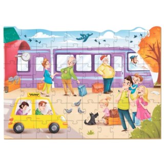PUZZLE "DWORZEC KOLEJOWY" KOLOROWA UKŁADANKA 60 ELEMENTÓW DLA NAJMŁODSZYCH