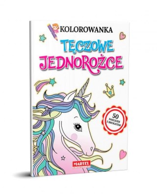 Kolorowanka z naklejkami z brokatem Tęczowe jednorożce