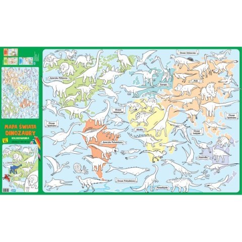 Kolorowanka XL. Mapa Świata. Dinozaury - kolor Kolorowanka XL. Mapa Świata. Dinozaury - kolor